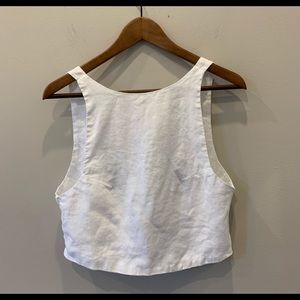 White linen crop top with tie at back size s